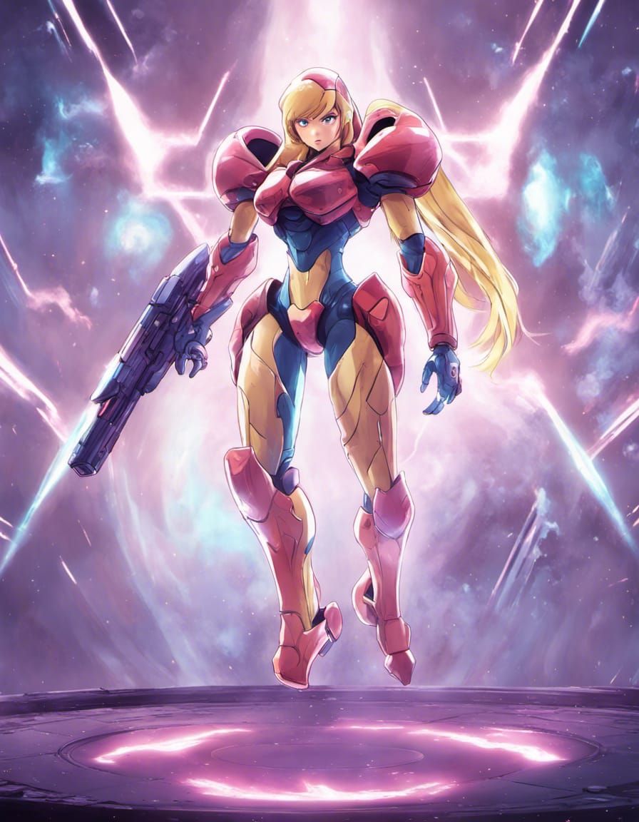 Samus Aran in Super Metroid with Glowing Aura