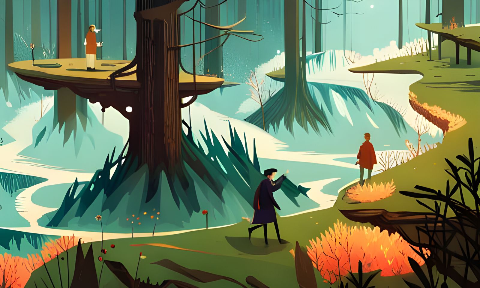 Enchanted Forest Magic Eruption in Digital Illustration