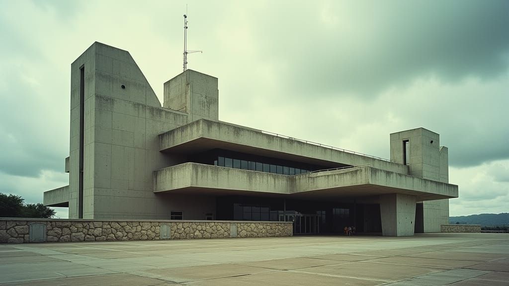 Photorealistic Brutalist Architecture in the Style of Kodach...