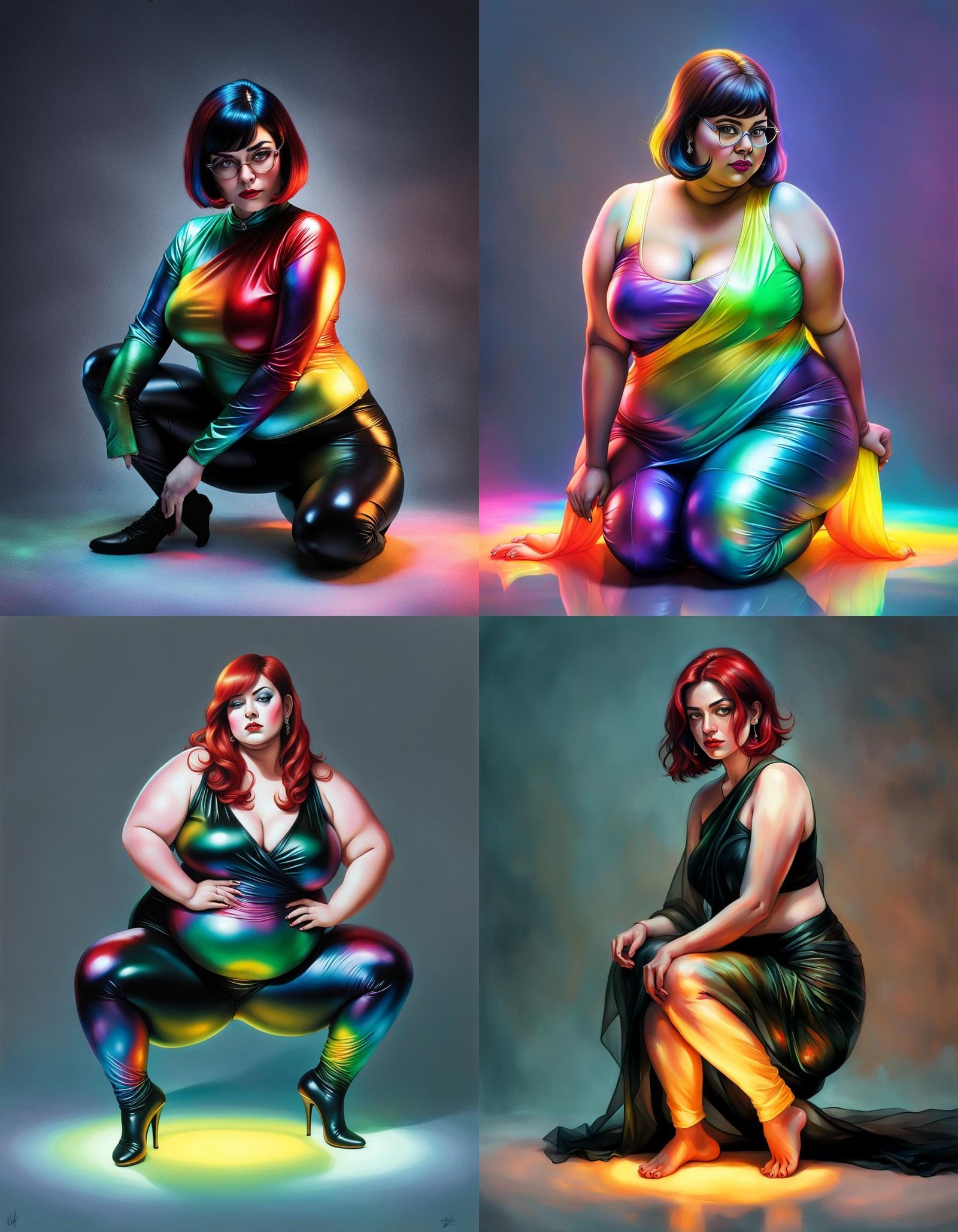 Hyperrealistic Velma Portrait in Rainbow Saree