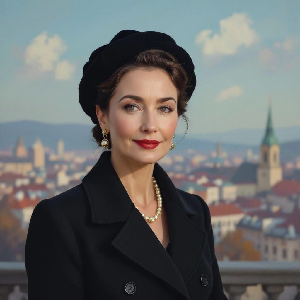 Abstract Portrait with Hearts in Rainbow Colors