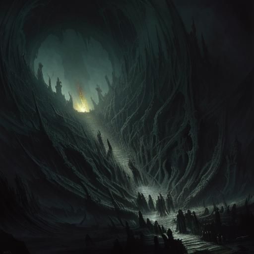 Distorted Hellscape in Engraving Style