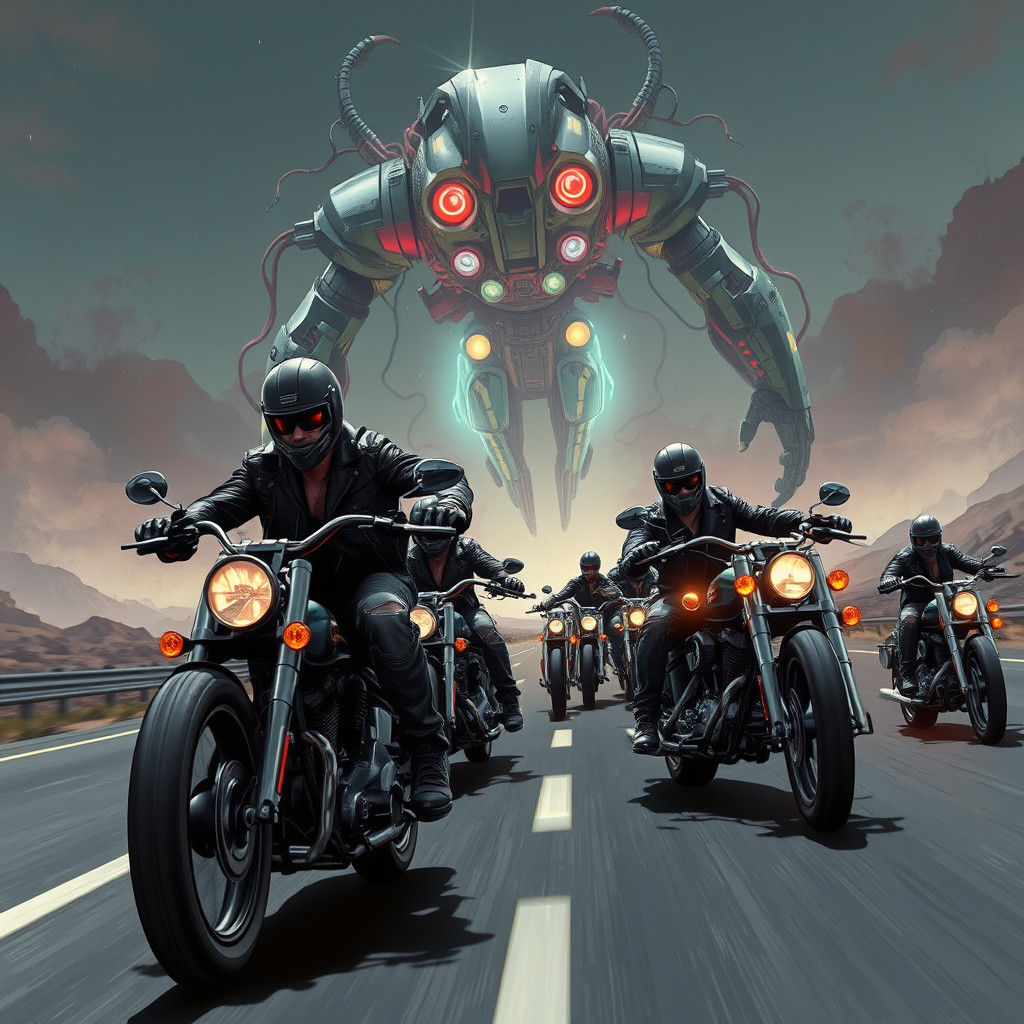 Biker Gang vs AI on Dystopian Highway