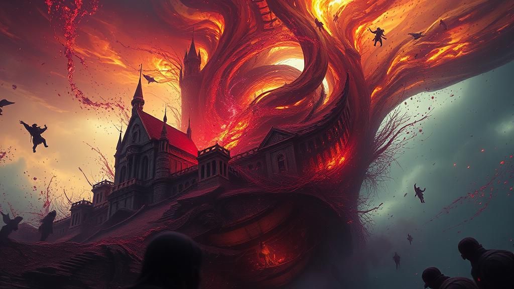 Infernal Tornado of Corpses in Dark Fantasy Style