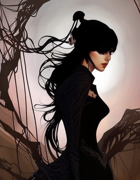 Witch in Dark Cave with Prismatic Lighting