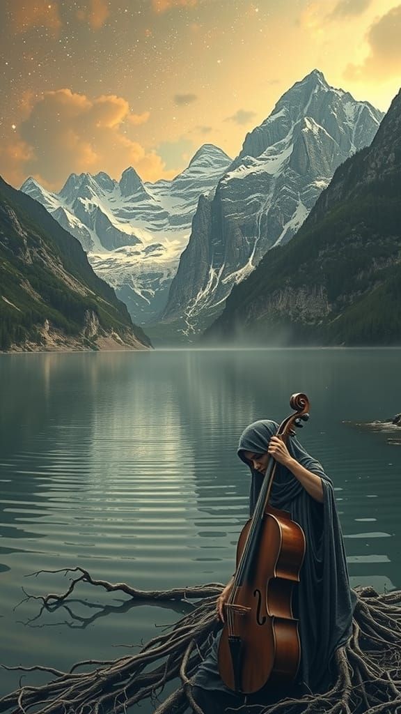 Goddess Mountain Sepia Tattoo Design