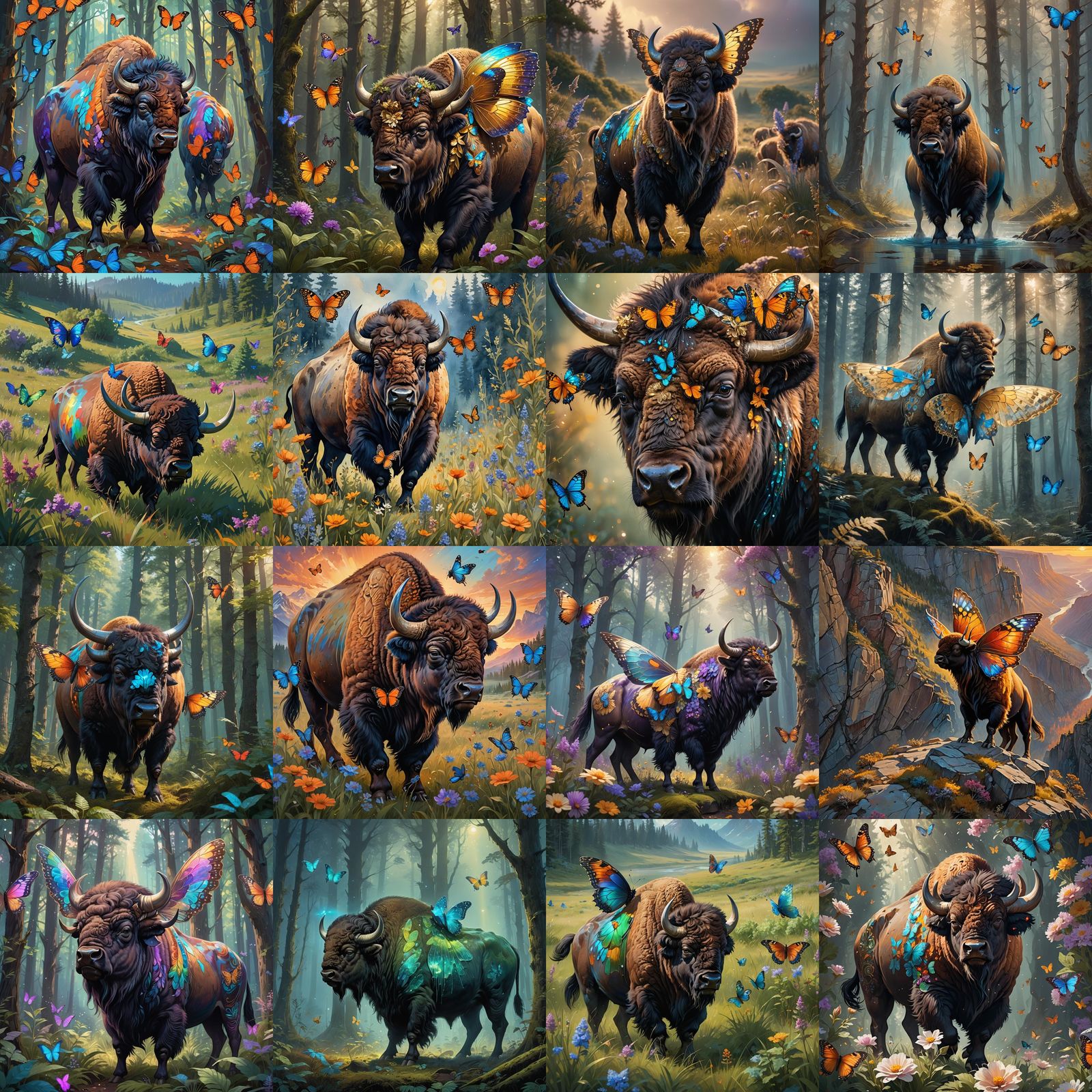 Bison and Butterfly Hybrid Fantasy Concept Art