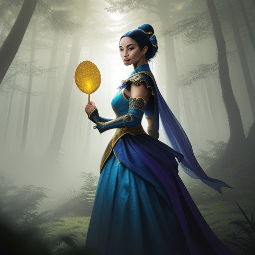 Regal Fighter in Vibrant Eden-like Forest