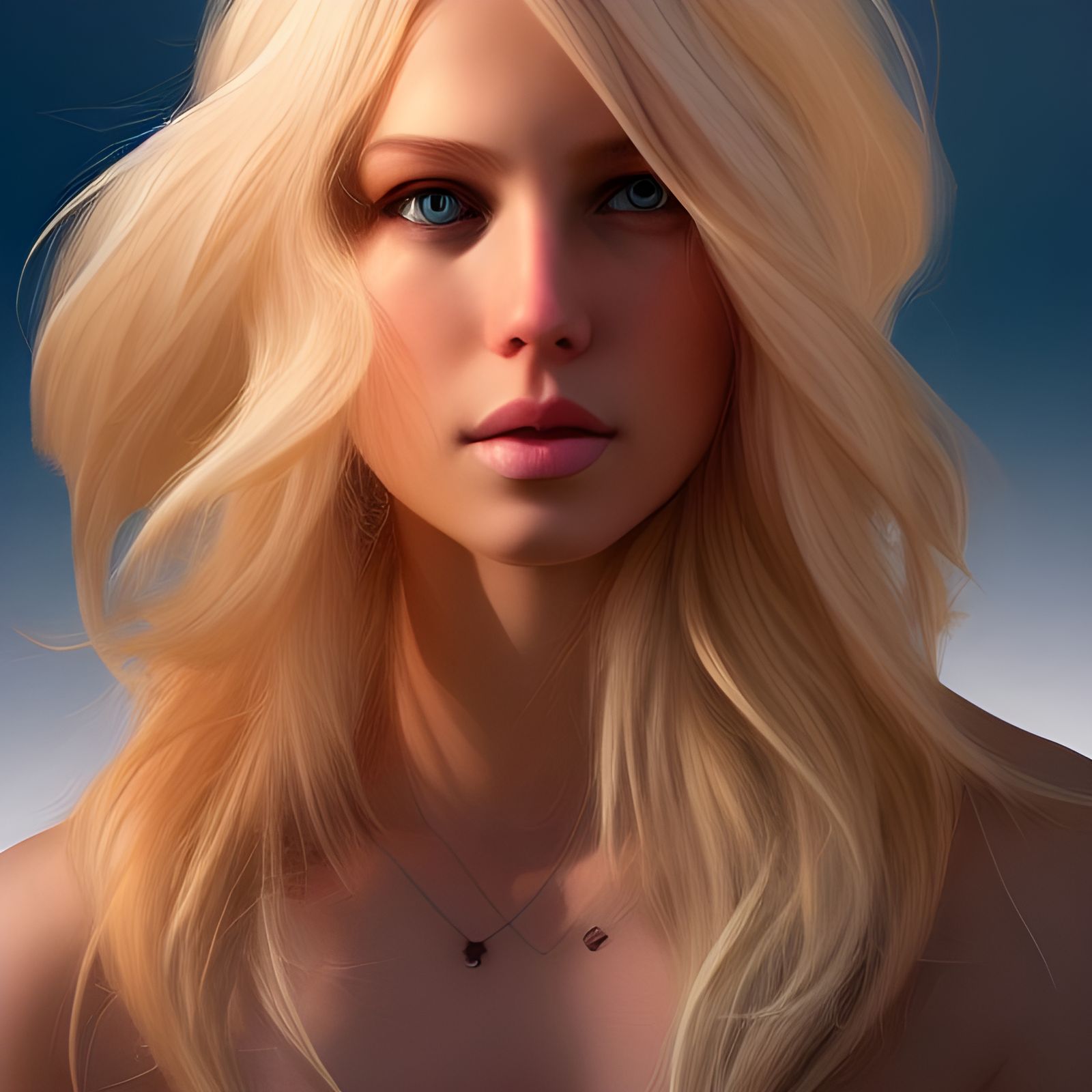 Sad Blonde Woman Portrait in Comic Book Style