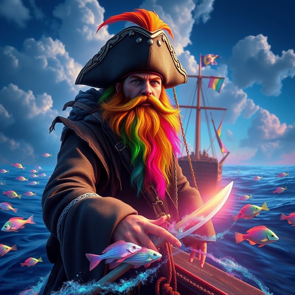 Captain Rainbow Beard, Pirate of the Vibrant Seas