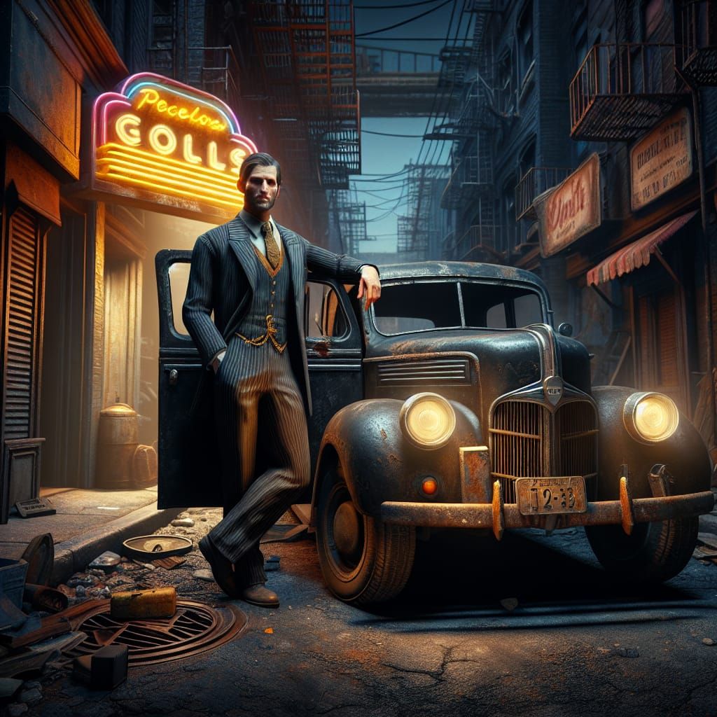Post-Apocalyptic Gangster Beckons in Detailed Matte Painting