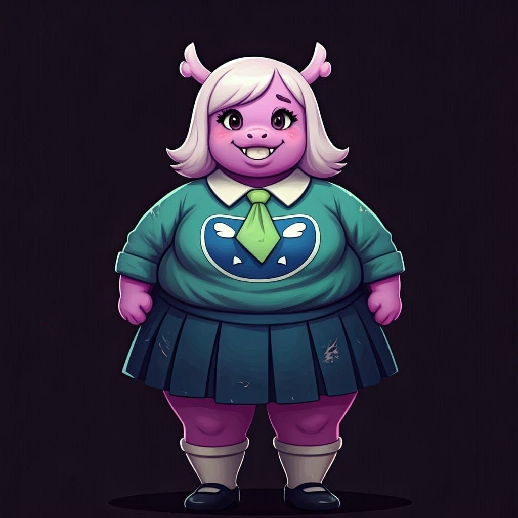 Exaggerated Obese Noelle from Deltarune Illustration