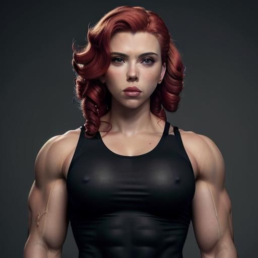 Scarlett Johansson as a Male Bodybuilder