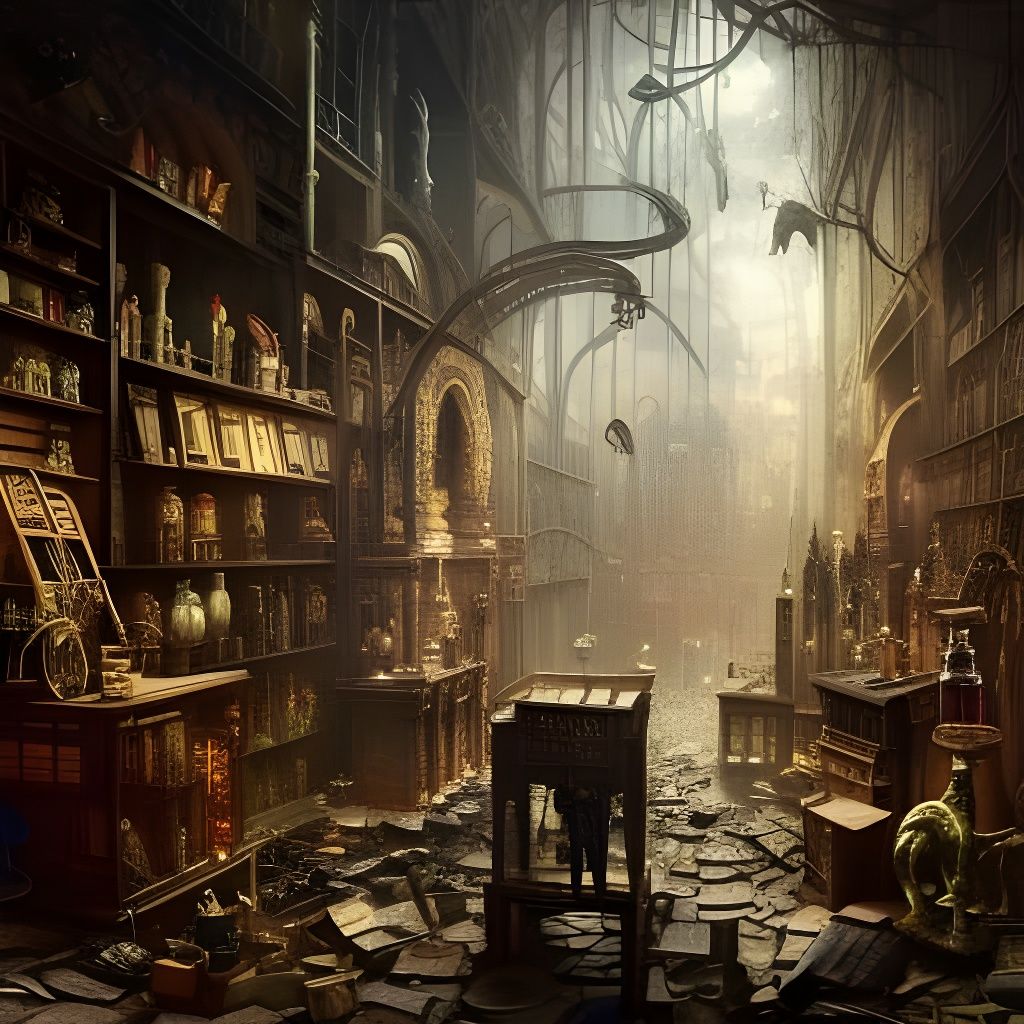 Detailed Magic Shop Interior: Photorealistic Digital Art