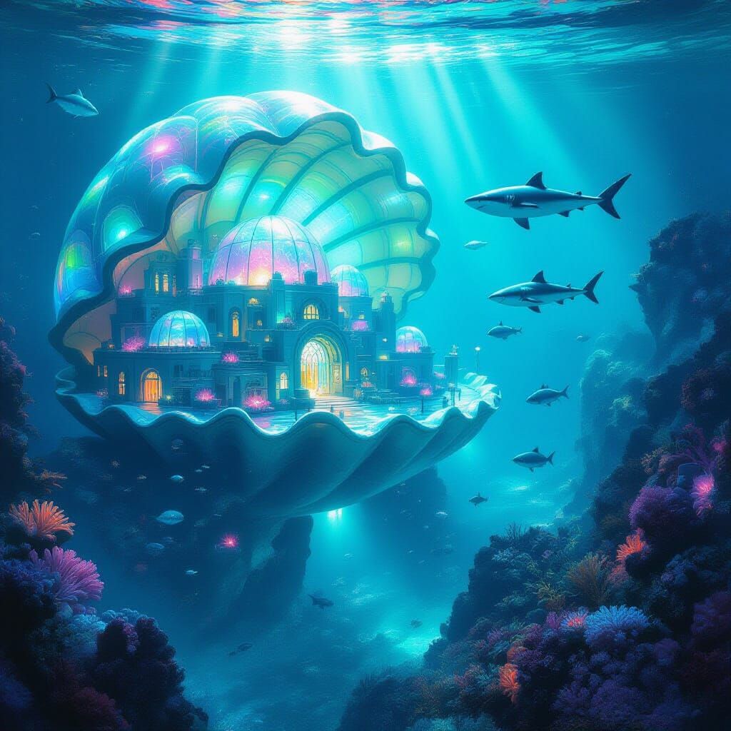 Surreal Underwater City in Giant Shell