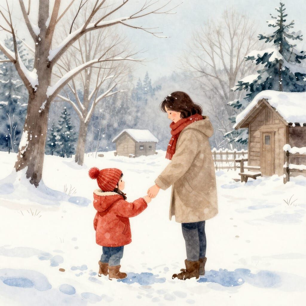 Mother Wishes Winter Vacation Never Ends Watercolor