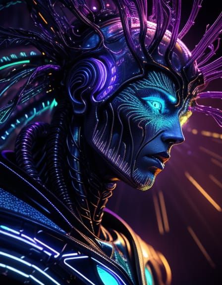 Alien Cybernetic Veins in Surreal Digital Art