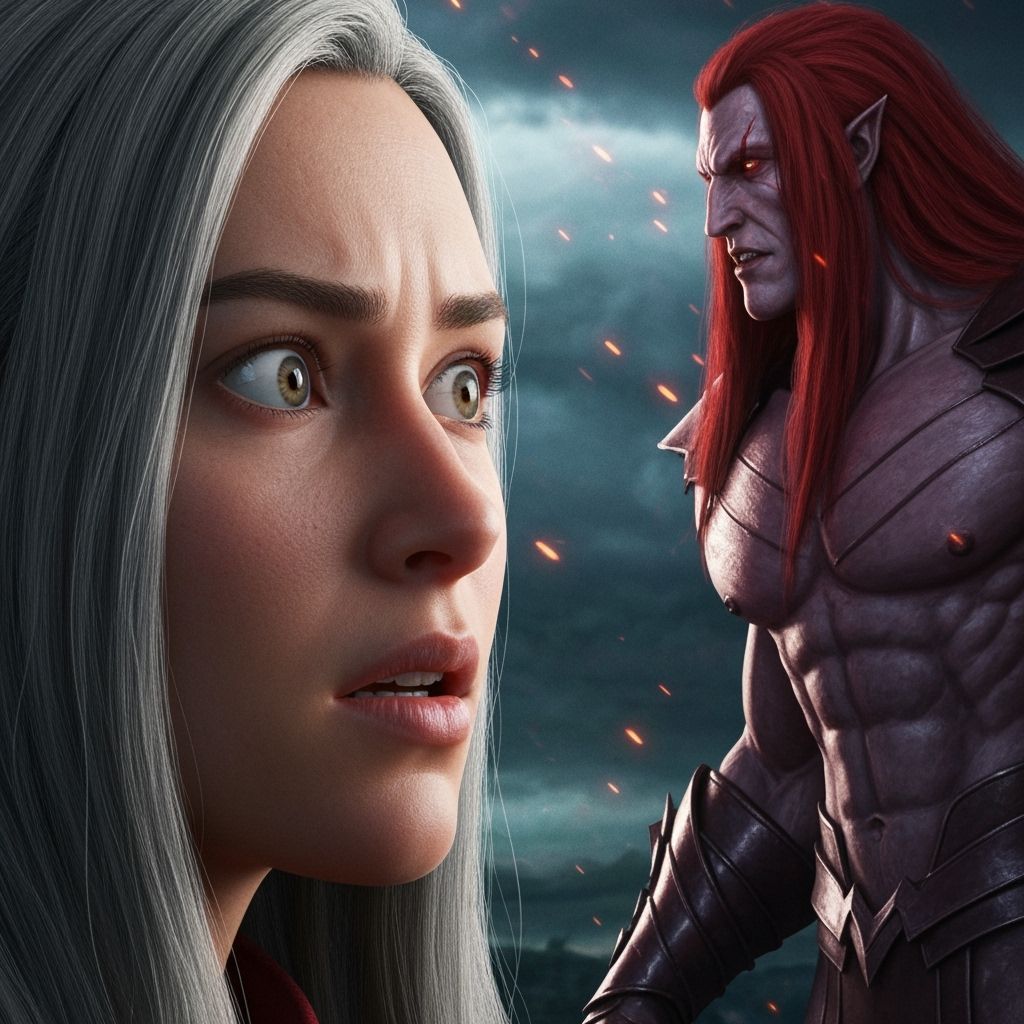 Grayfia Lucifuge Watches Epic Battle in Hyperrealistic Style