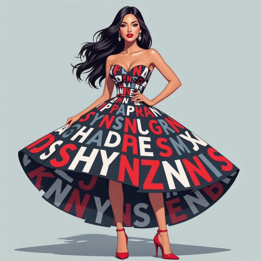 Alphabet Dress Fashion in Futuristic Style