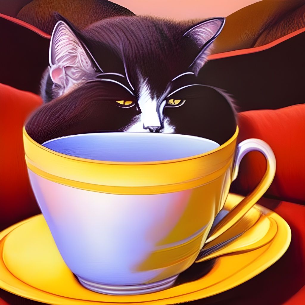 Cat Sipping Coffee: A Moebius-Inspired Autumn Scene