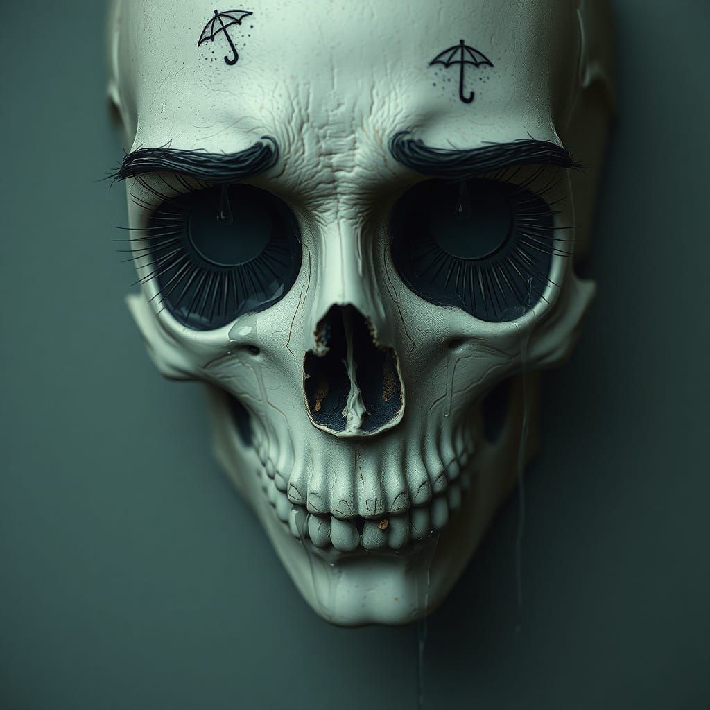 Emotional Face with Eyelash Umbrellas, Subtle Texture