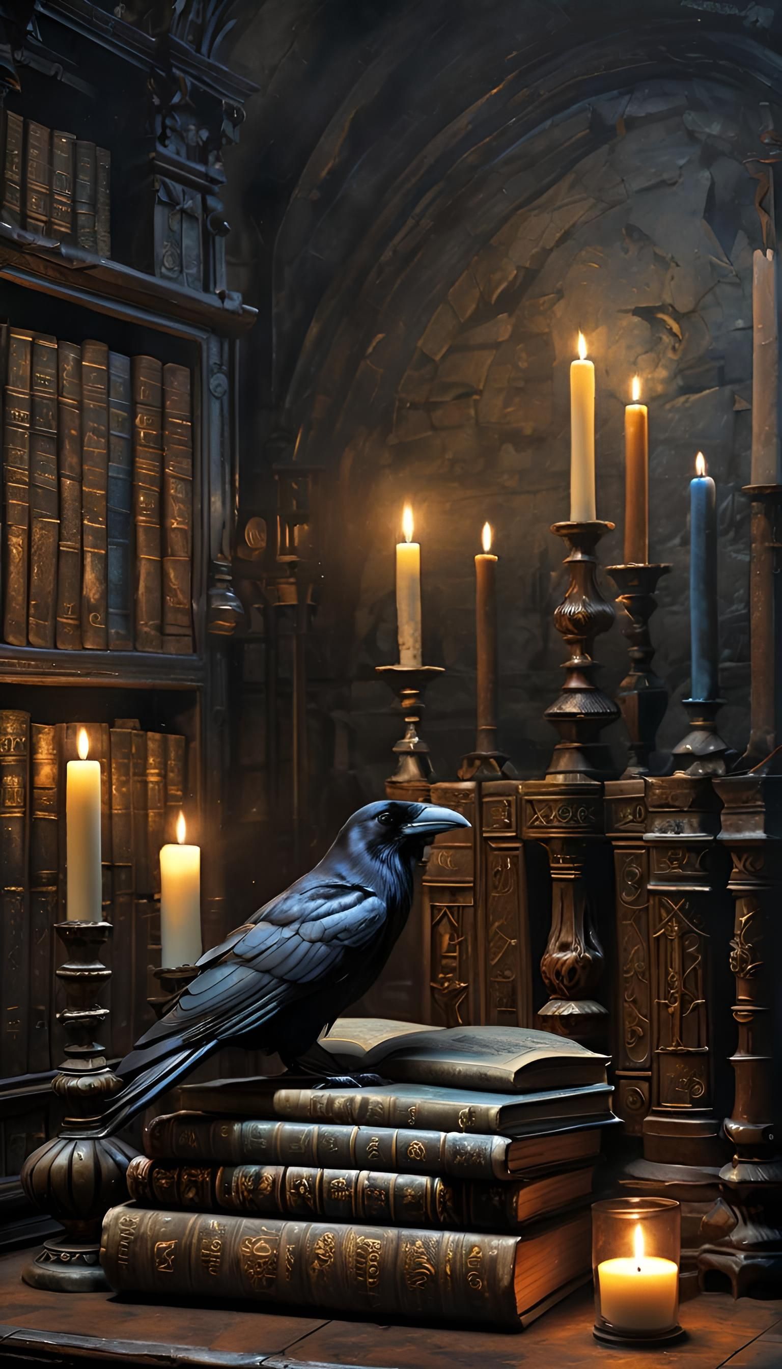 Gothic Raven in Alchemical Setting