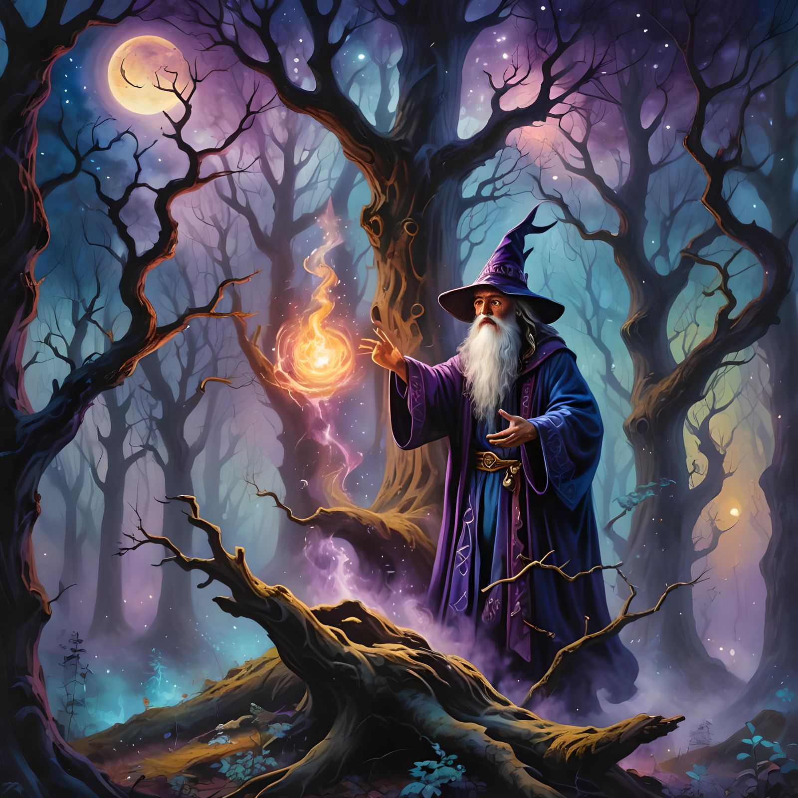 Magical Figure Casting an Enchanting Spell