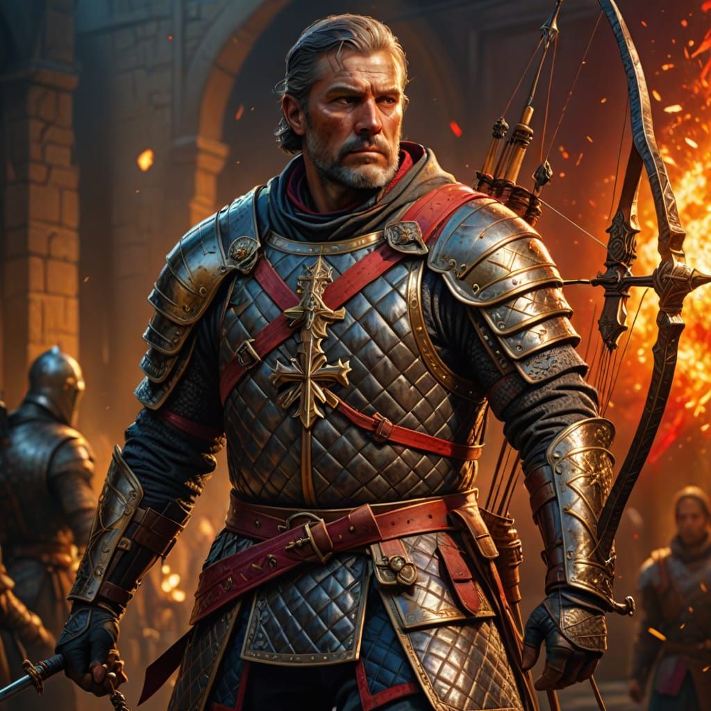 Hyperrealistic Warrior in Quilted Gambeson Armor