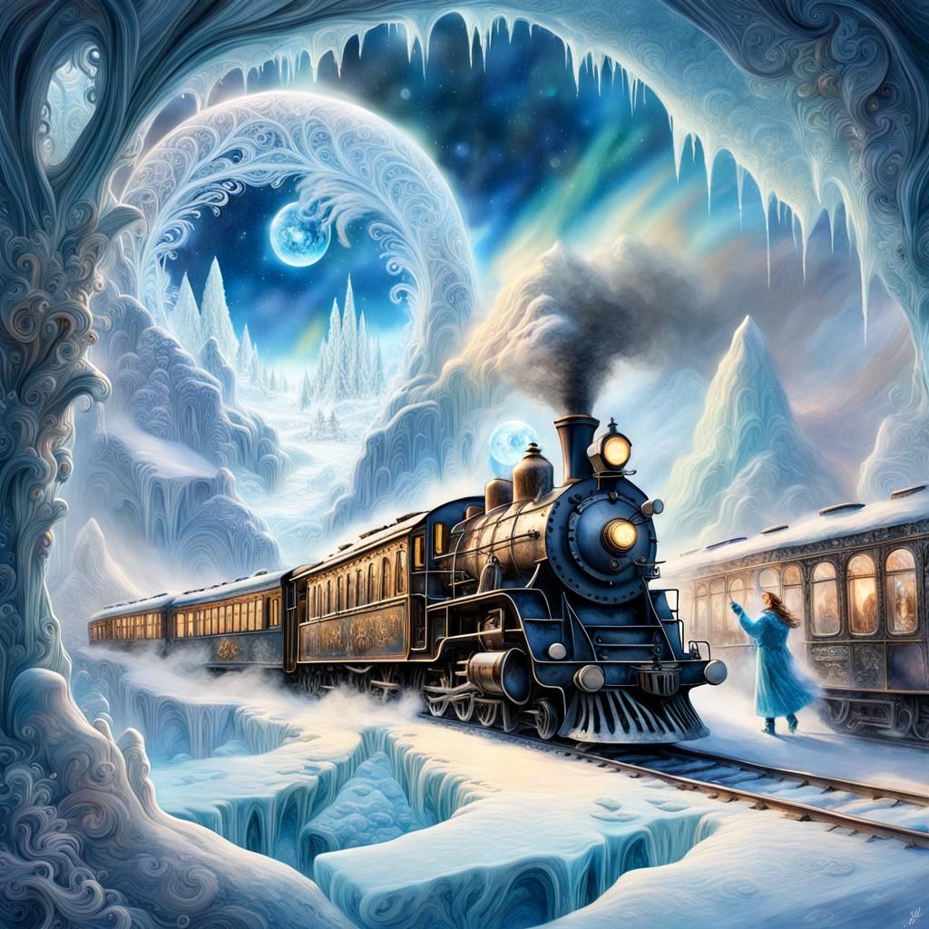 Winter Polar Express in Crystal Ornament