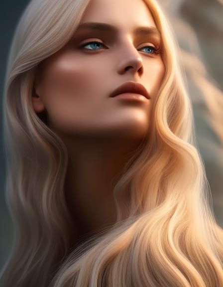 Ethereal Norse Goddess Portrait in Watercolor Style