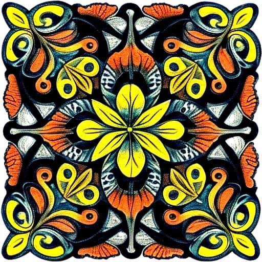 Vibrant Zentangle Artwork in Tri-Colored Harmony