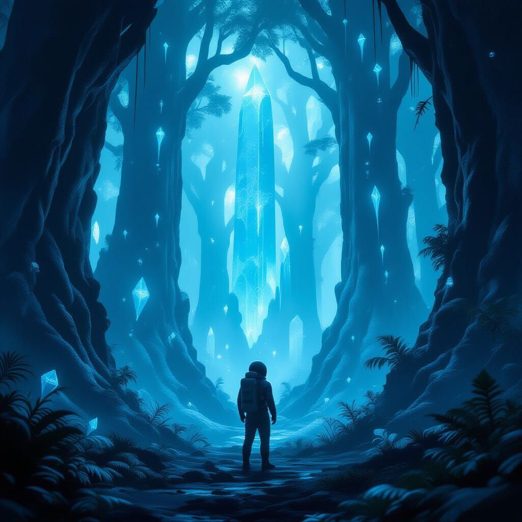 Astronaut Discovers Bioluminescent Alien Forest