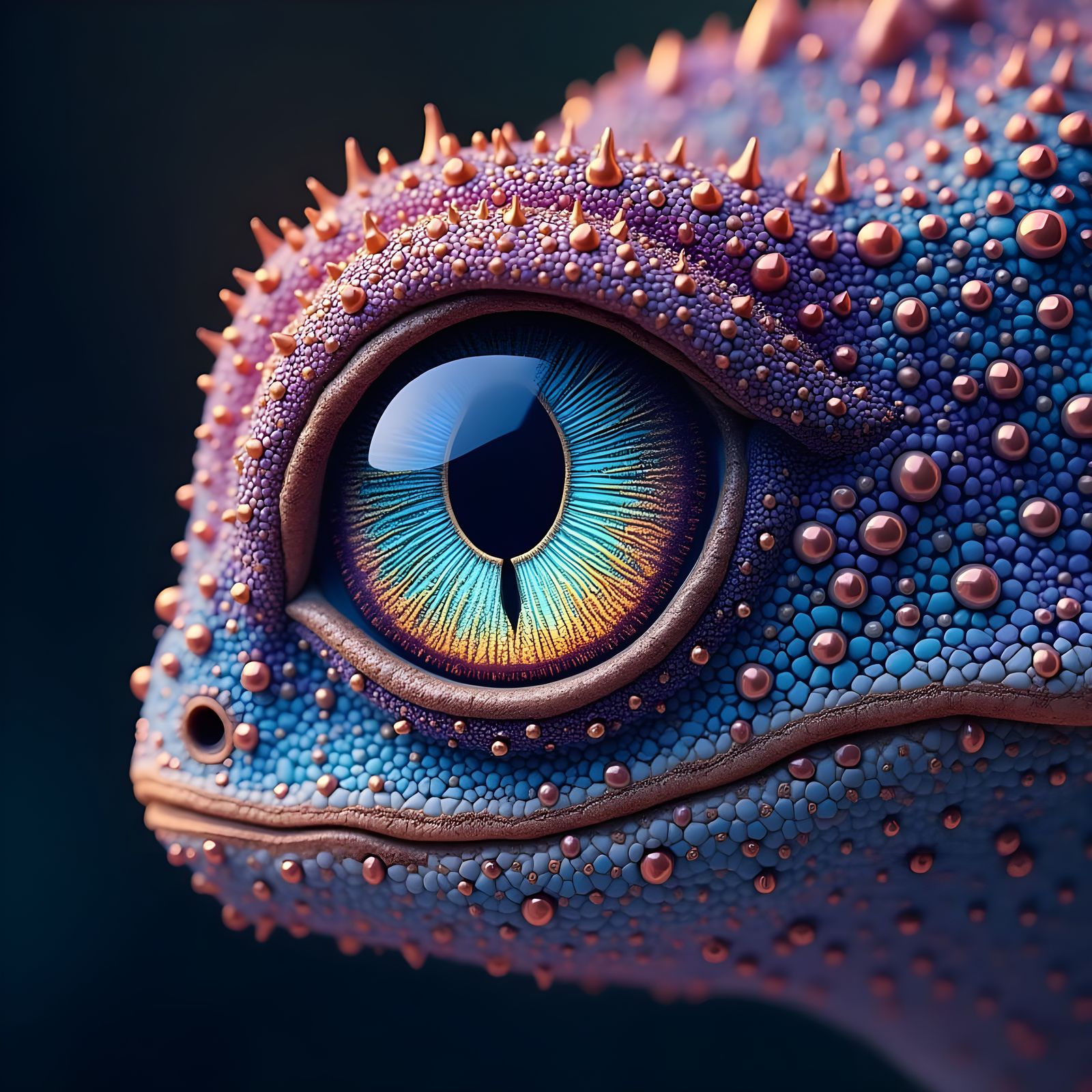 Stunning Reptilian Eye with Intricate Patterns in Tetradic C...