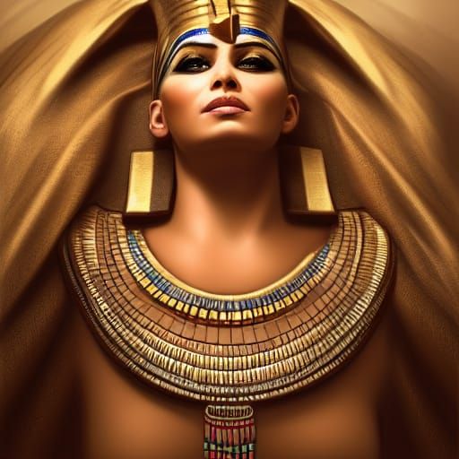 Egyptian Queen Mummy in Sarcophagus: Hyperrealistic Portrait