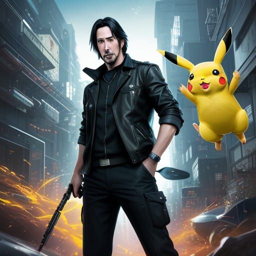 Keanu Reeves Meets Pikachu in Vibrant 3D Anime Art