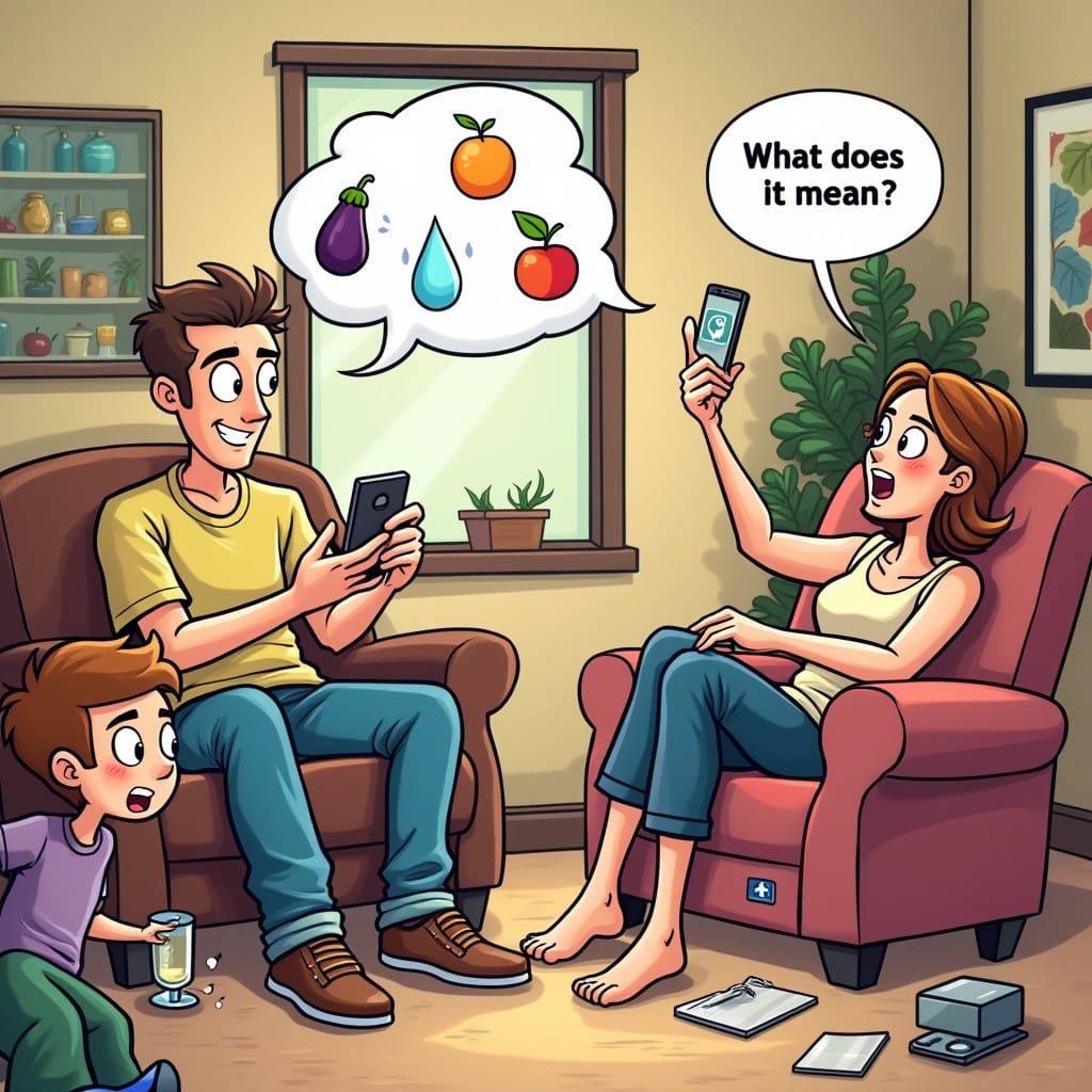 Lighthearted Cartoon Moment of Chaotic Home Life with a Sugg...