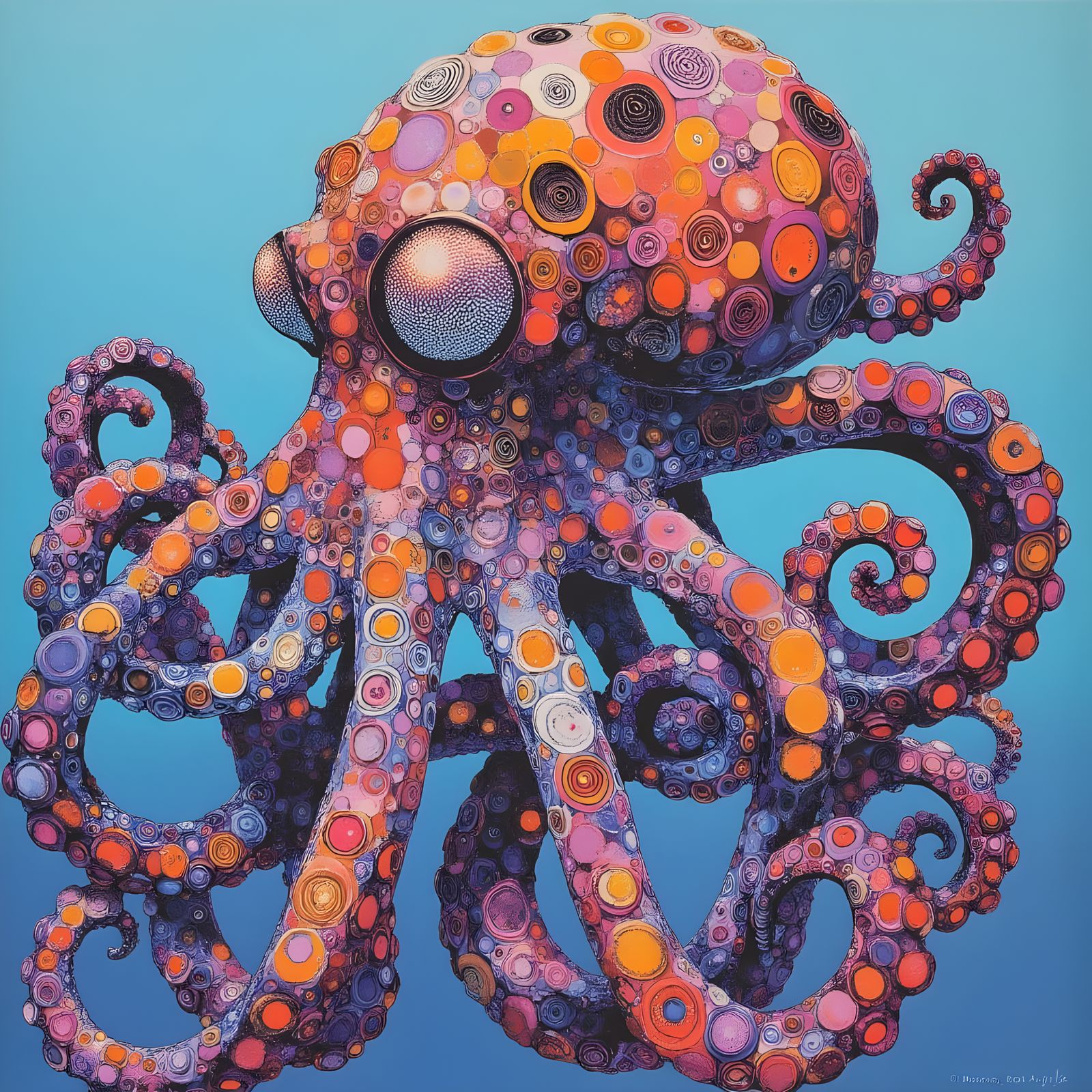 Vibrant Octopus in a Dreamy, Iridescent Atmosphere