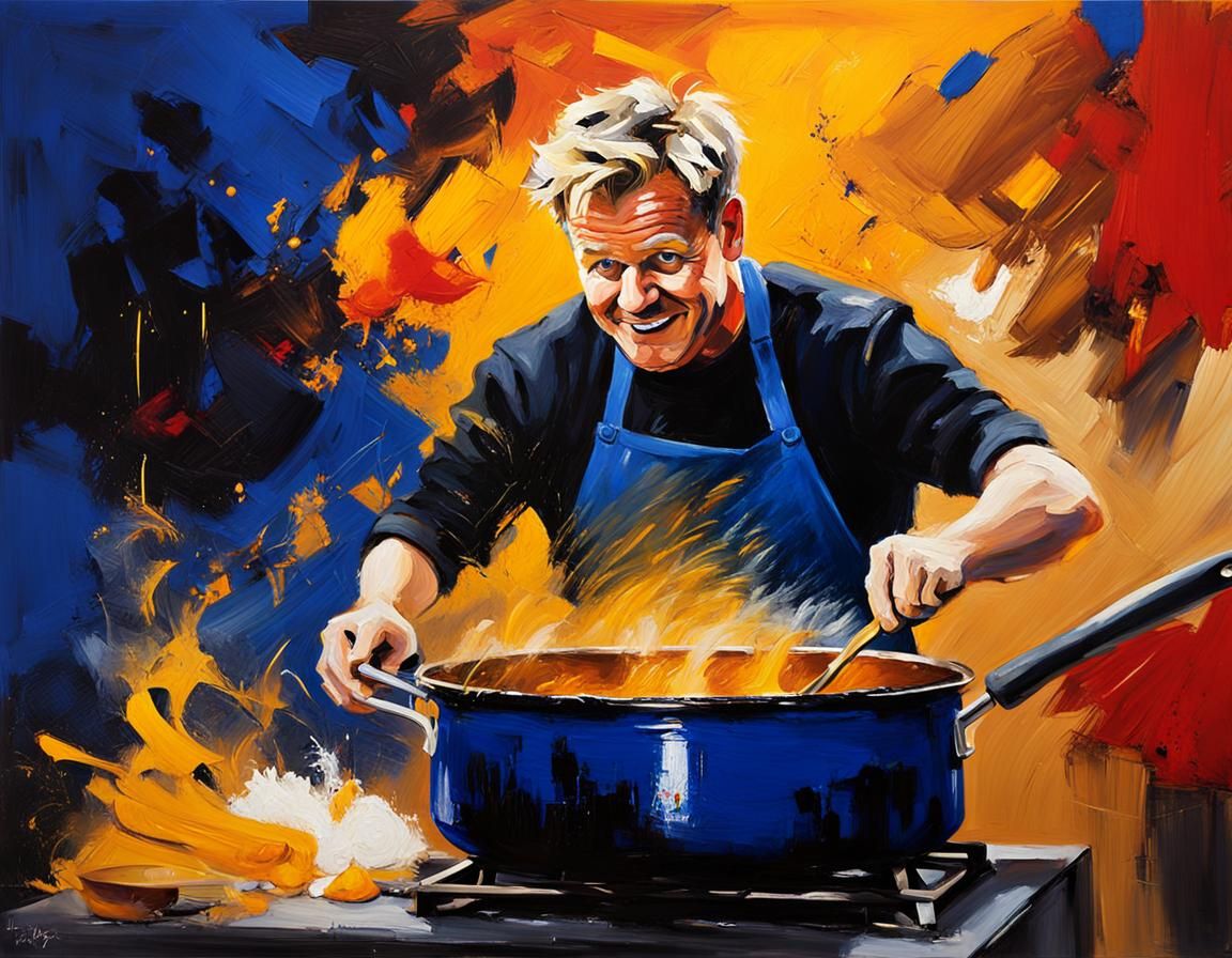Gordon Ramsay Impasto Oil Painting with Fauvist Influences