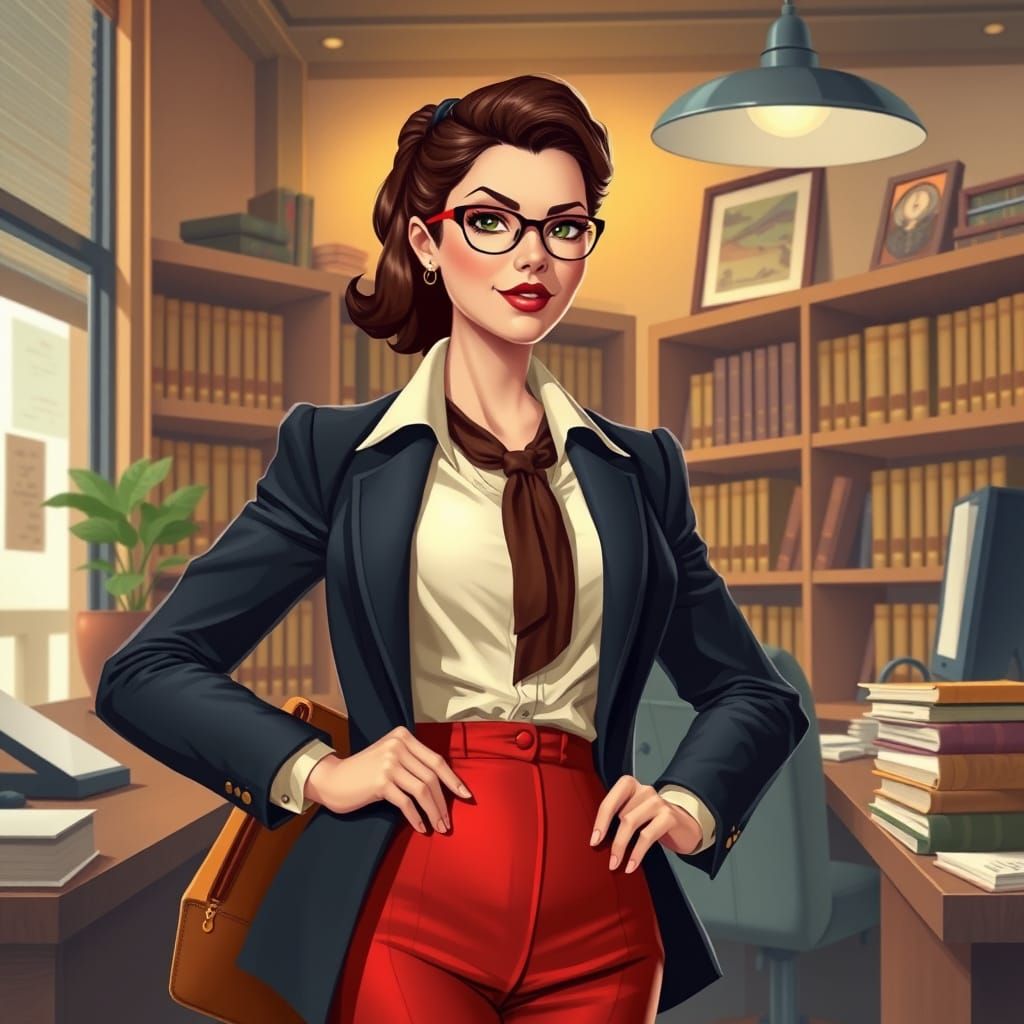 Confident Female Lawyer in Futuristic Style Office