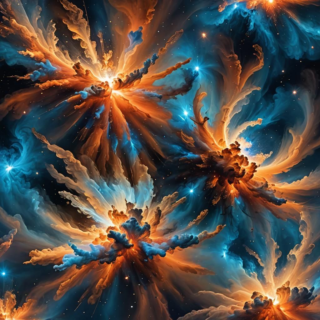 Cosmic Abstract Art: Big Bang Hydrogen and Helium