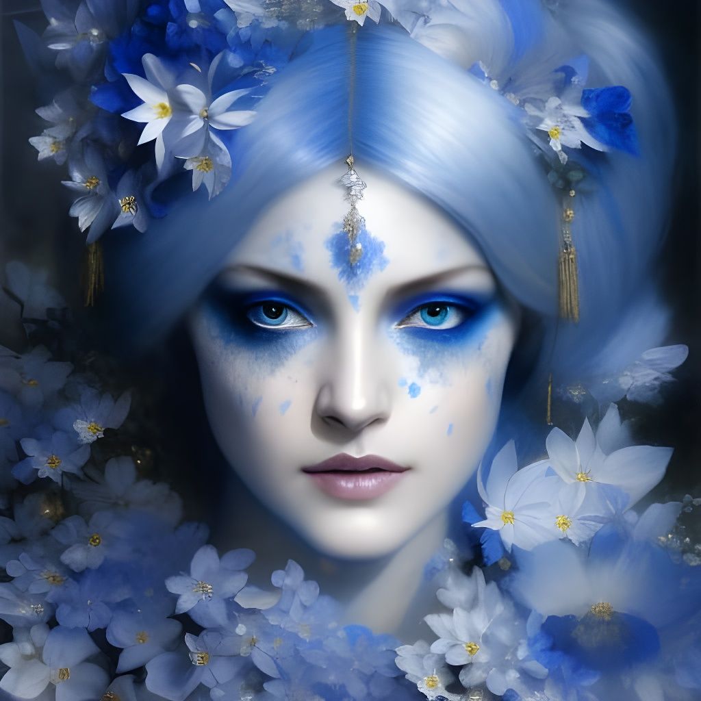 Beautiful Woman in Blossoms: Hyperrealistic Horror Art