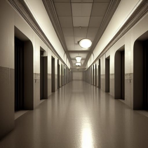 Eerie Ghosts in a Hospital Corridor