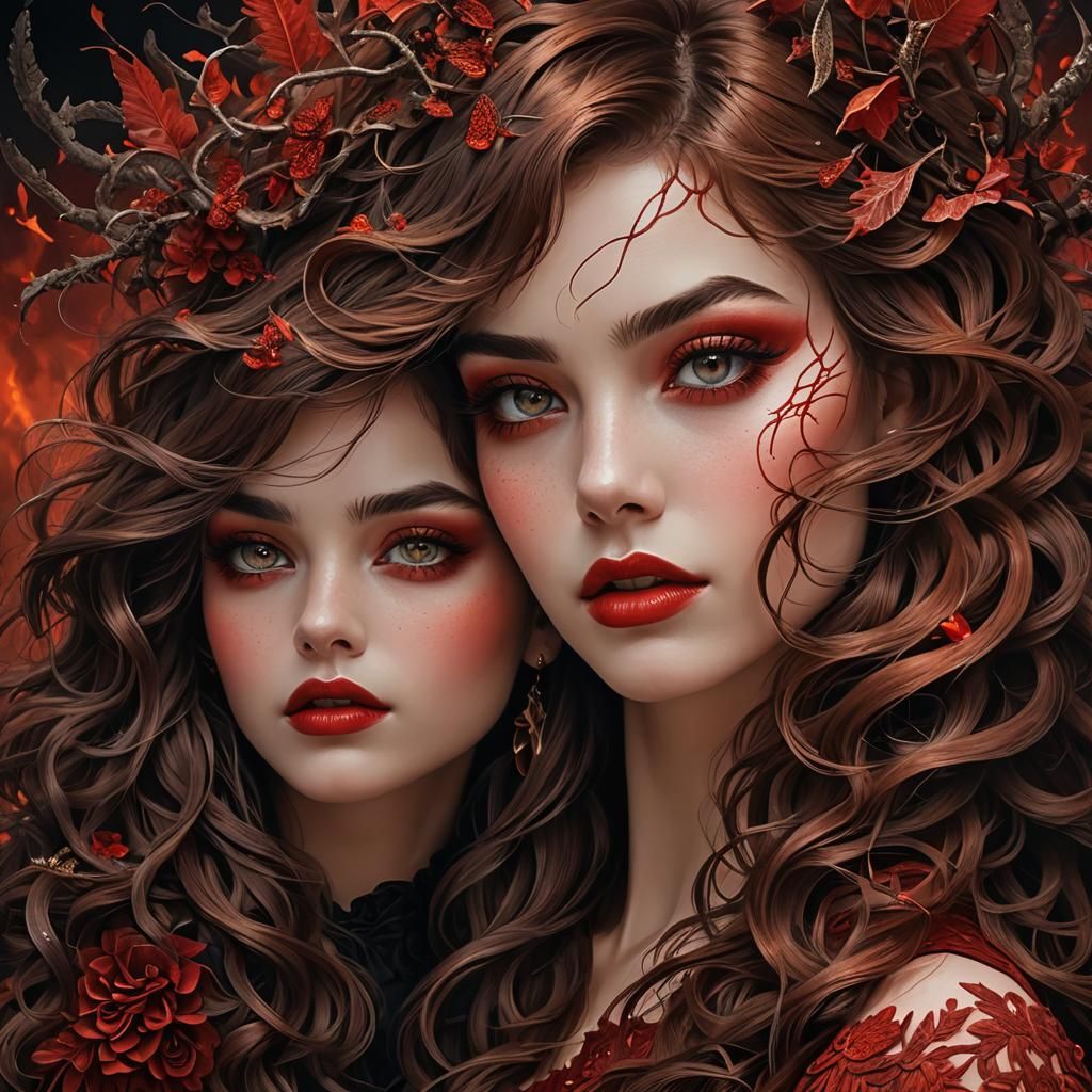 Attractive Freckled Redhead with Fiery Hair, Detailed Matte ...