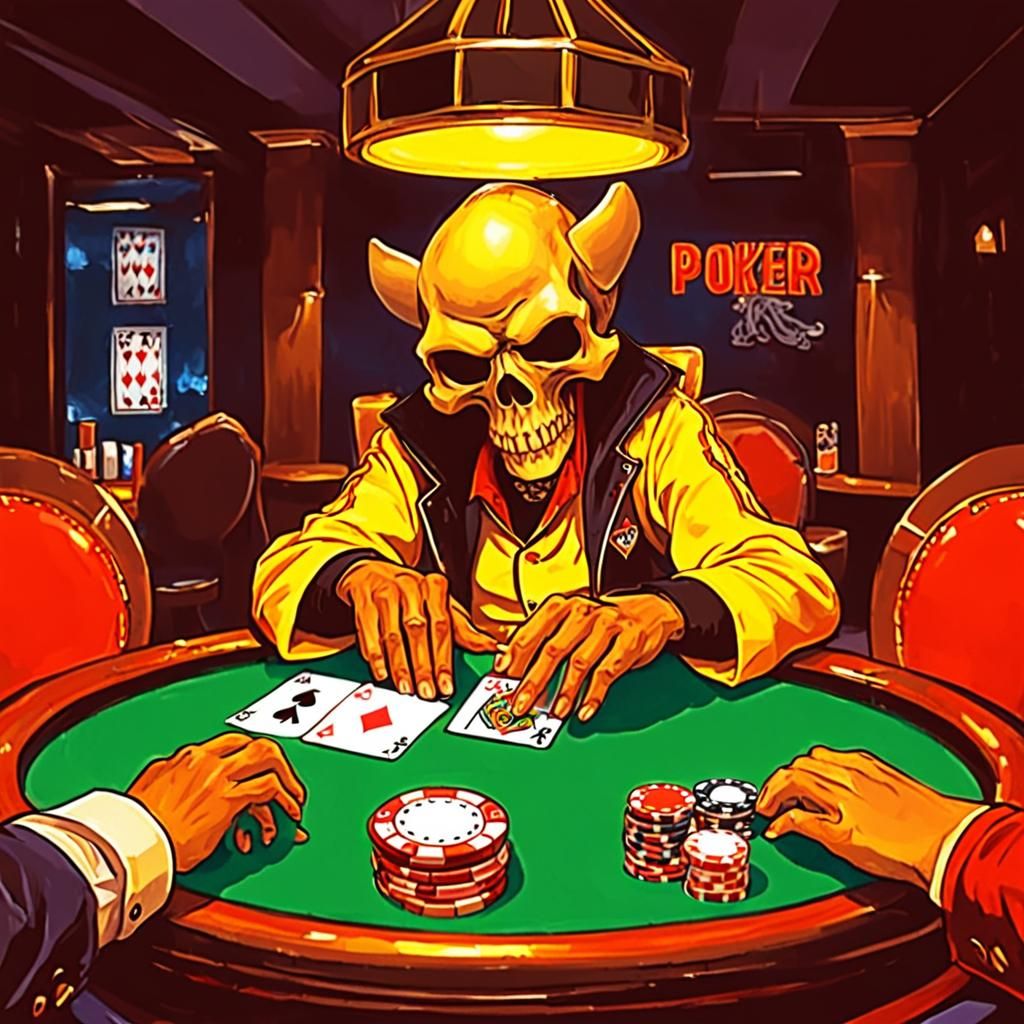 Skull-Headed Individual Plays Poker