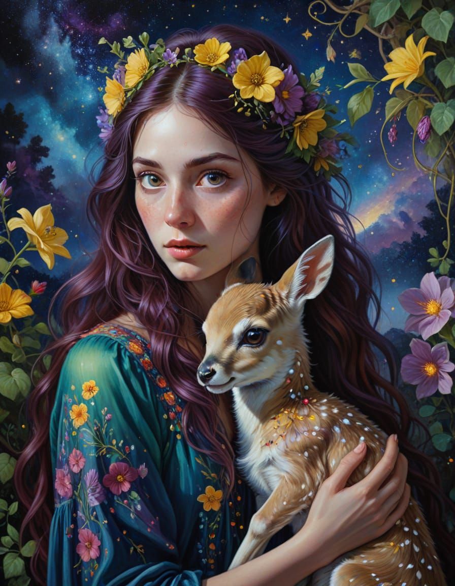 Ethereal Beauty of Springtime in Oil Painting Style