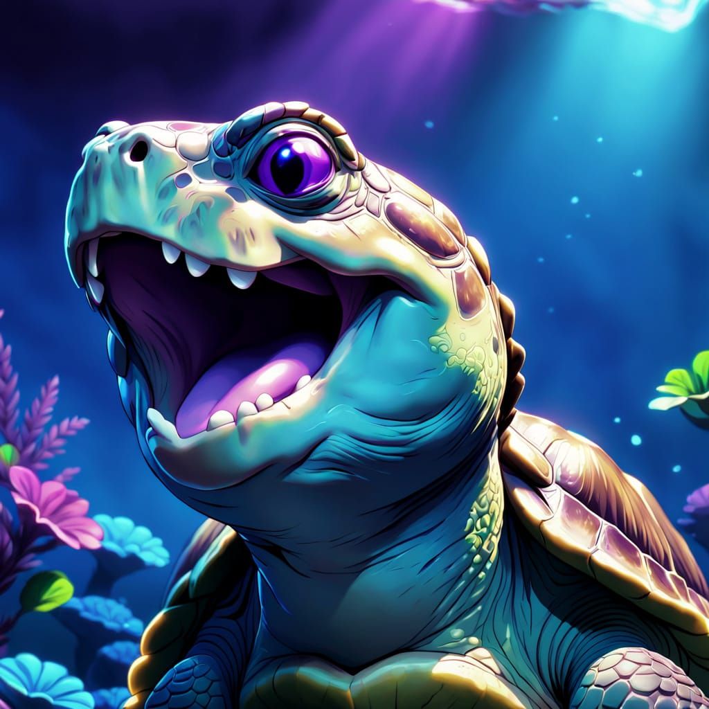 Singing Turtle in Anime Manga Style