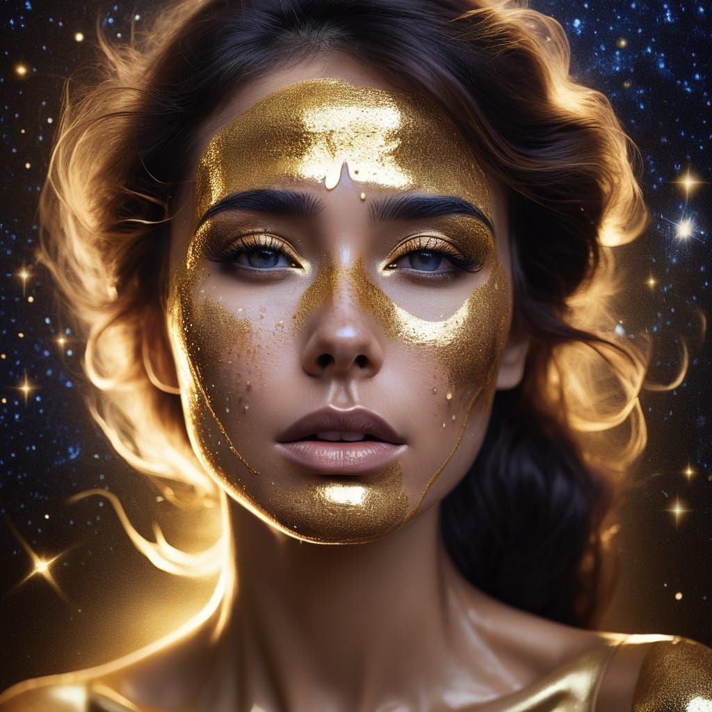 Golden Goddess Weeps Tears of Liquid Starlight