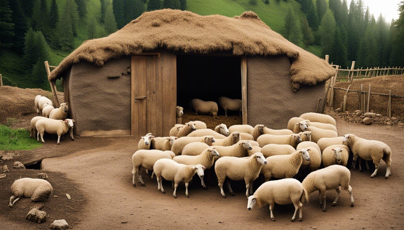Bronze Age Stable Scene with Sheep