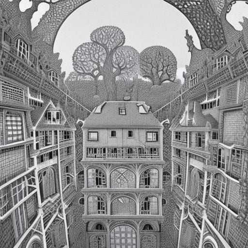 Lace Landscape Inspired by Escher and D'Errico