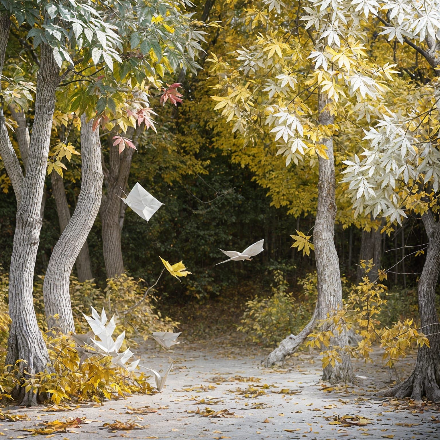 We see a paper forest.